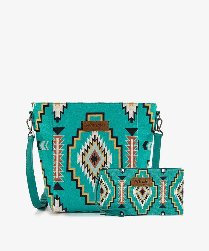 Wrangler Aztec Print Shoulder Bag in TQ