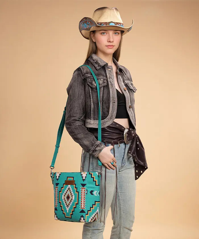 Wrangler Aztec Print Shoulder Bag in TQ