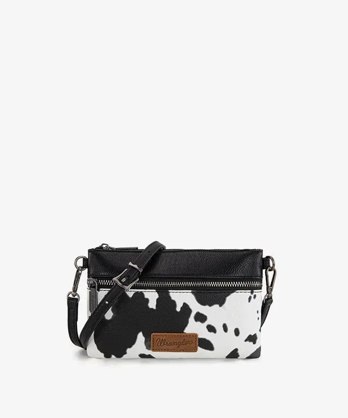 Wrangler Cow-Print Crossbody Clutch in COW-BK