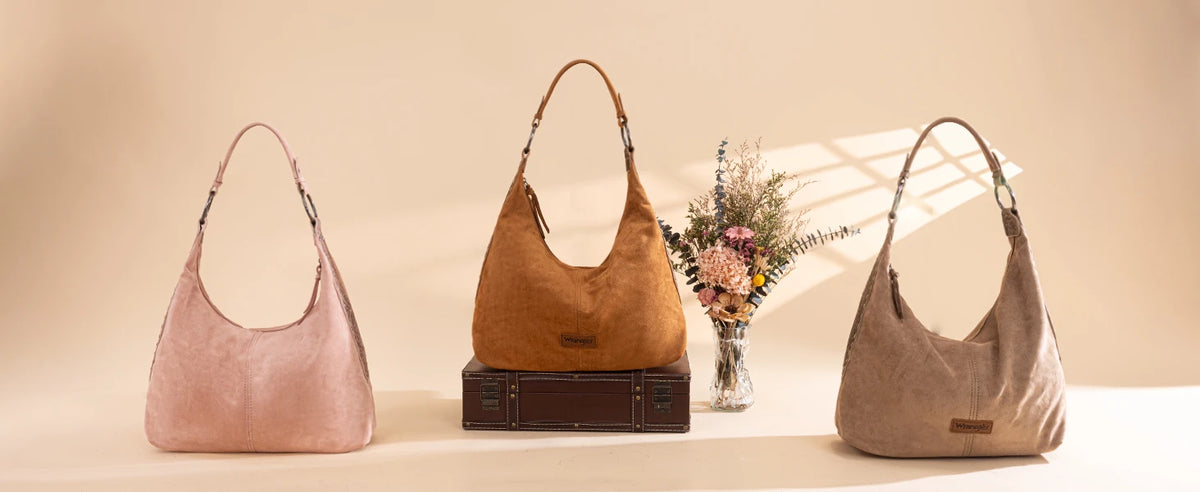 Wrangler Floral Embossed Hobo Bag & Pouch Set