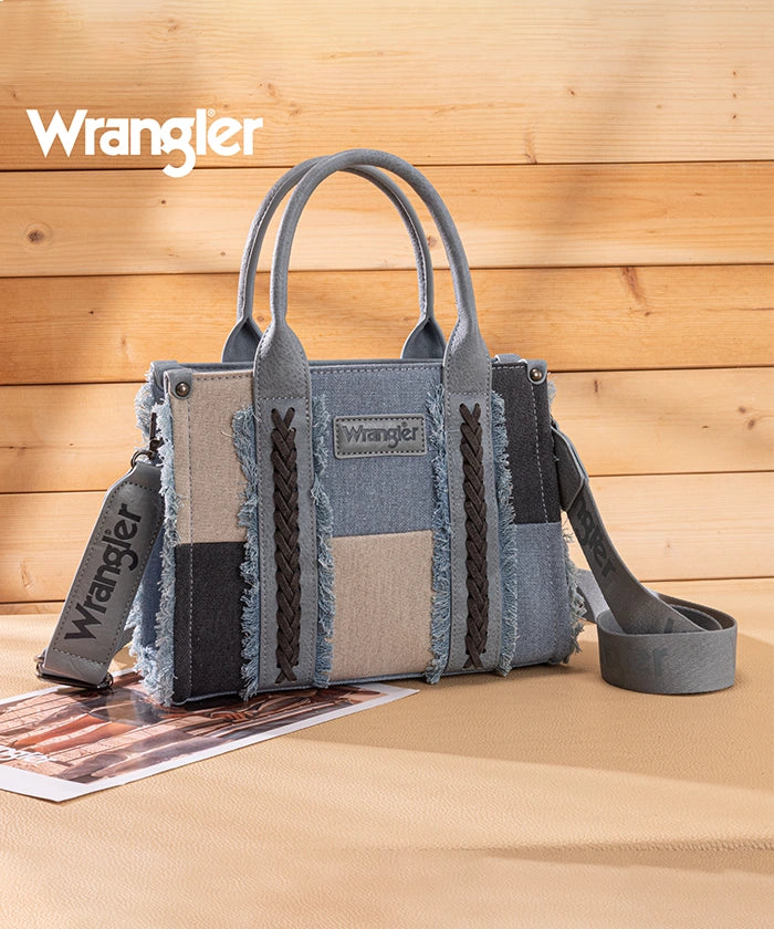 Wrangler canvas tote bag in JN — Denim-blue canvas with rustic cowboy aesthetic