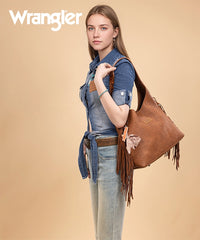 Wrangler Textured Fringe Hobo Bag