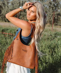 Wrangler Textured Fringe Hobo Bag