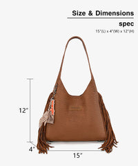 Wrangler Textured Fringe Hobo Bag