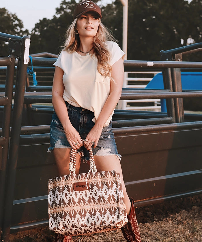 Wrangler Southwestern Print Tote Bag-Country Glam Outfits