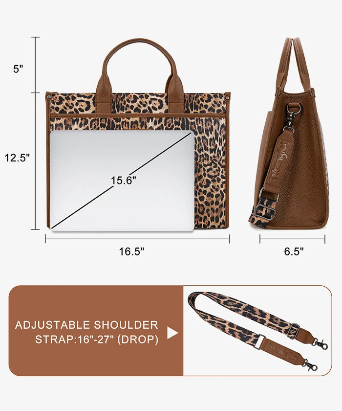 Wrangler laptop tote bag  for women in COW-BROWN