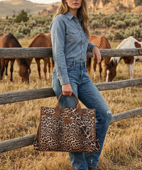 Wrangler laptop tote bag  for women in COW-BROWN