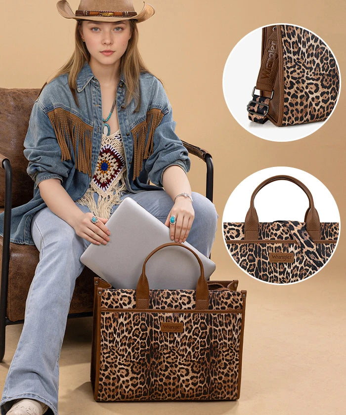 Wrangler laptop tote bag  for women in COW-BROWN