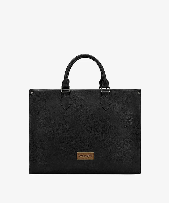 Wrangler Leopard Print Structured Tote Bag in Black