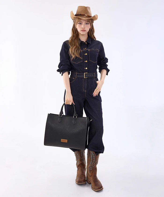 Wrangler Leopard Print Structured Tote Bag in Black