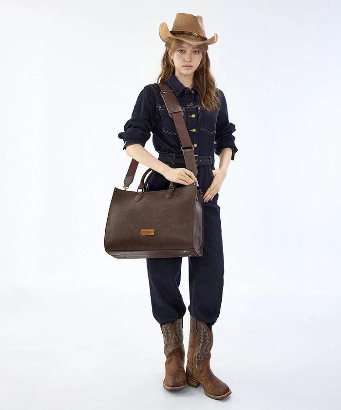 Wrangler Leopard Print Structured Tote Bag in Brown Coffee
