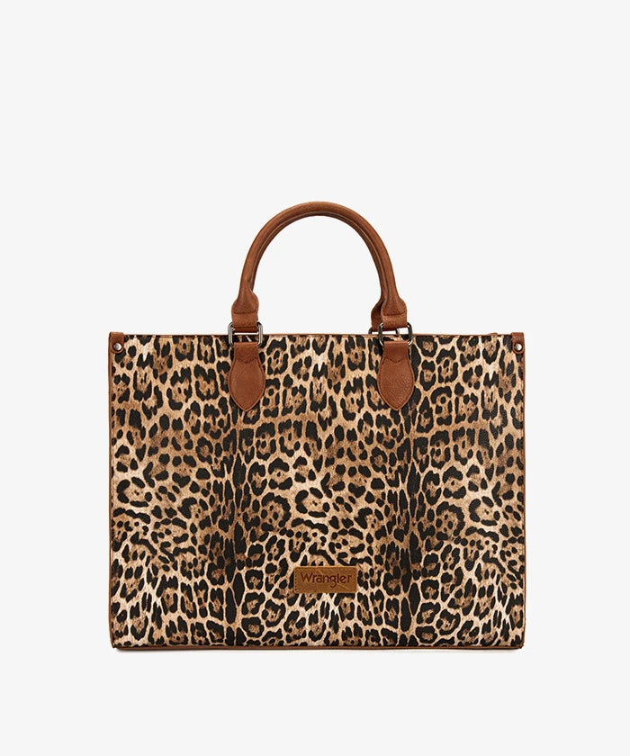 Wrangler Leopard Print Structured Tote Bag in Brown Leopard 
