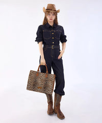 Wrangler Leopard Print Structured Tote Bag in Brown Leopard 