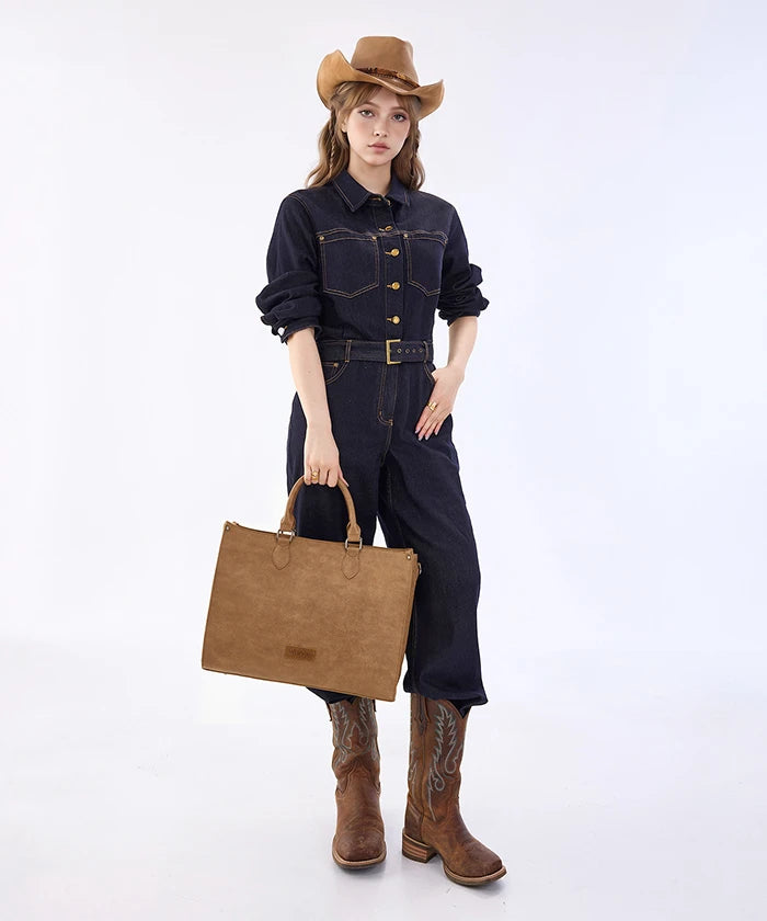 Wrangler Leopard Print Structured Tote Bag in Khaki