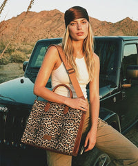Wrangler Leopard Print Structured Tote Bag