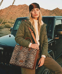 Wrangler Leopard Print Structured Tote Bag