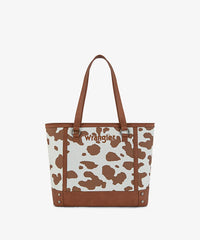 Wrangler Cowgirl Cow Print Tote Bag in Brown