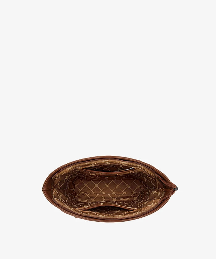 Wrangler Cowgirl Cow Print Tote Bag in Brown