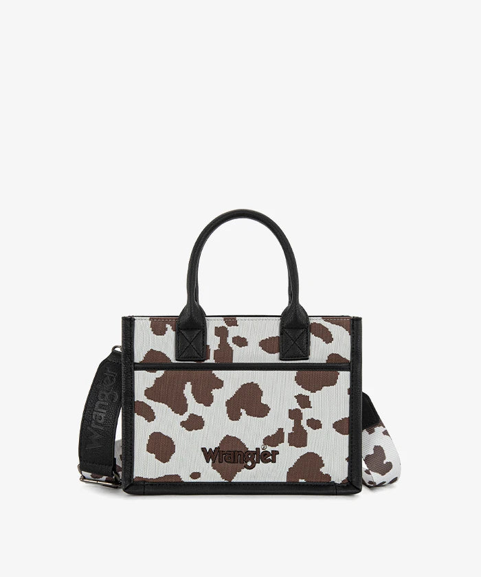 Wrangler Cow-Print Canvas Handbag in BK