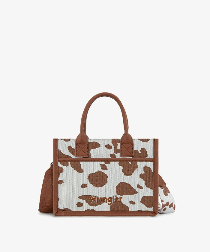 Wrangler Cow-Print Canvas Handbag in BR