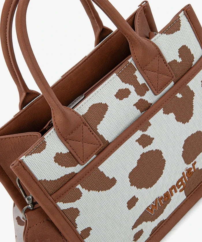 Wrangler Cow-Print Canvas Handbag in BR