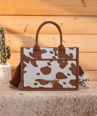 Wrangler Cow-Print Canvas Handbag in BR
