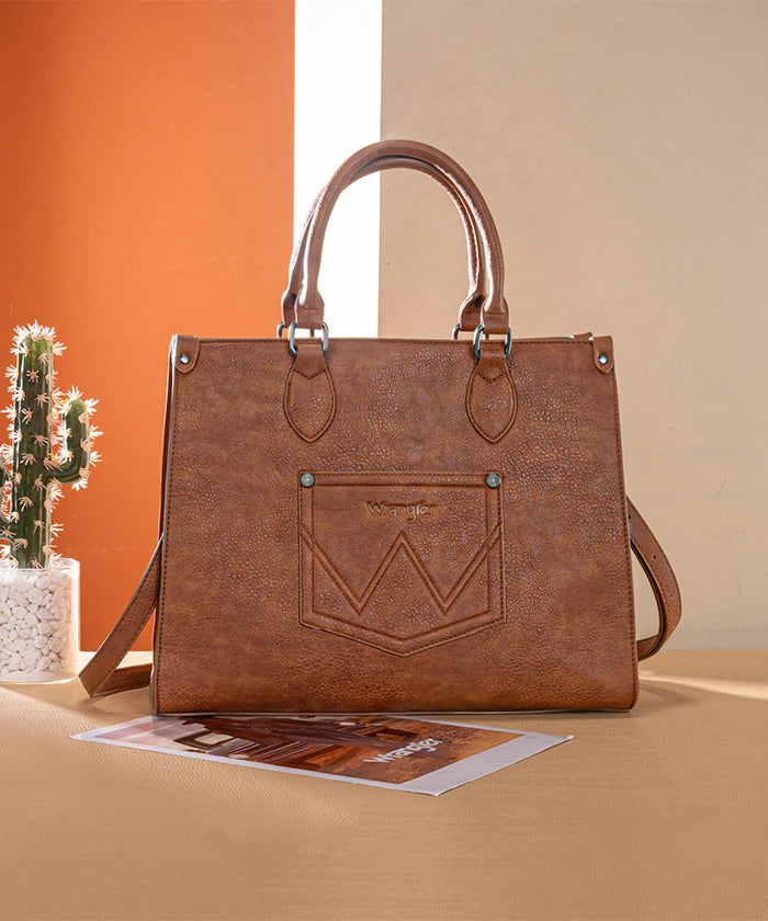 Wrangler Classic Top Handle Tote Bag in Brown