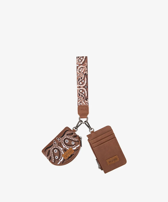 Wrangler Paisley Bandana Card Holder and Wallet Set in BR