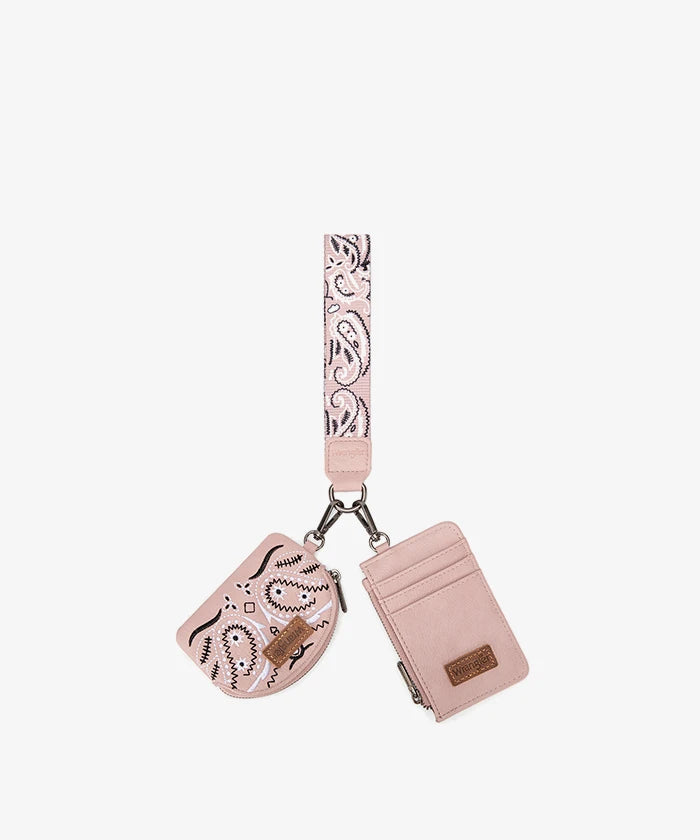 Wrangler Paisley Bandana Card Holder and Wallet Set in PK