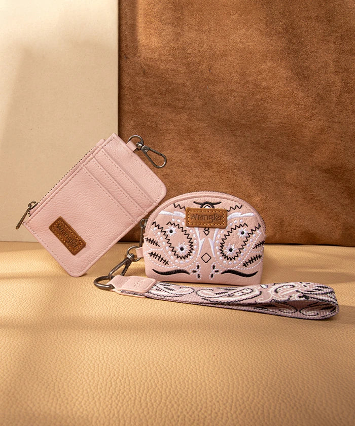 Wrangler Paisley Bandana Card Holder and Wallet Set in PK