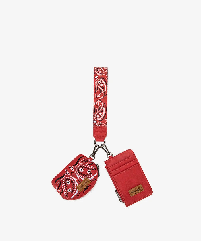 Wrangler Paisley Bandana Card Holder and Wallet Set in RD