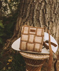 Wrangler Woven Tooled Grid Panel Crossbody Bag