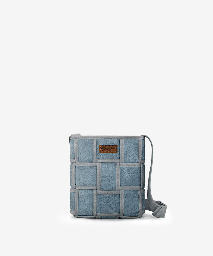 Wrangler Woven Tooled Grid Panel Crossbody Bag