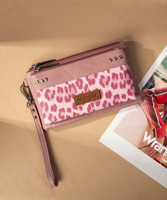Montana West Leopard Print Wristlet Wallet in DPK