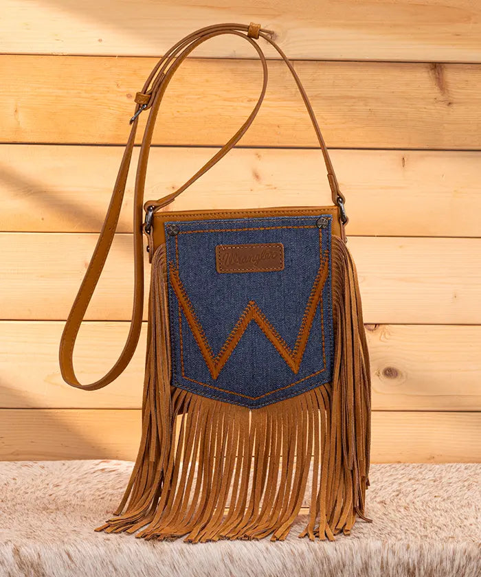 Wrangler Fringe Crossbody Purse in LBR