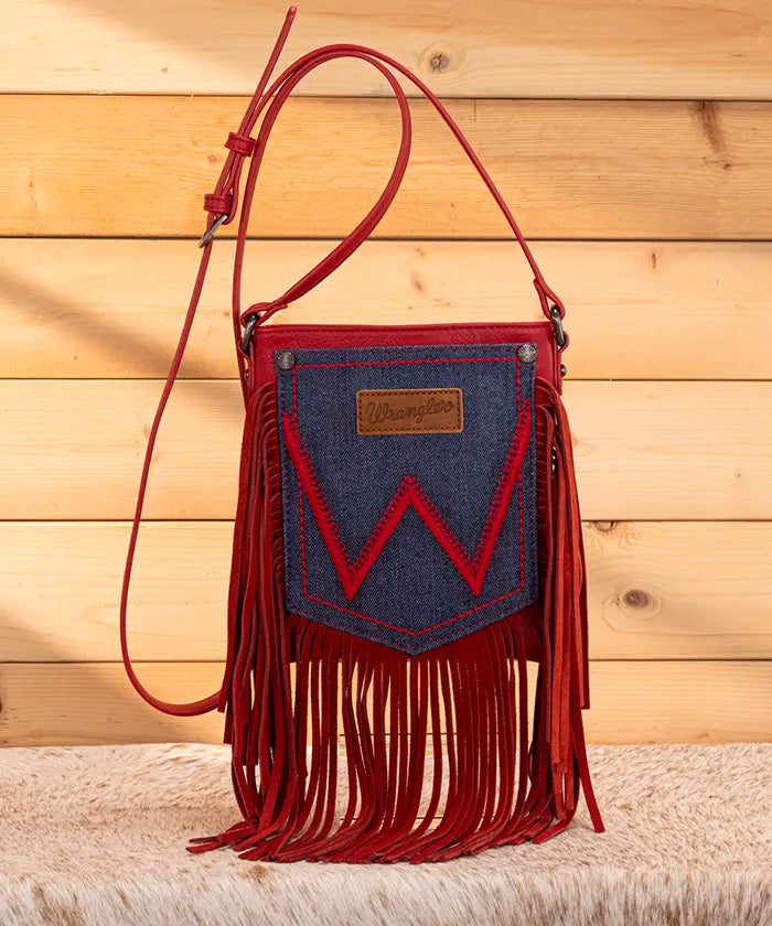 Wrangler Fringe Crossbody Purse in RD