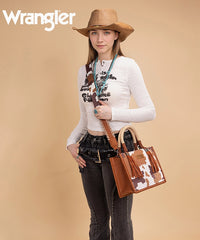 Wrangler Cow Print Rope Handle Tote Bag