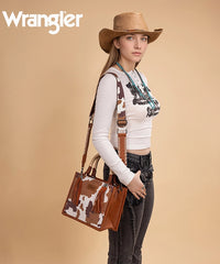 Wrangler Cow Print Rope Handle Tote Bag