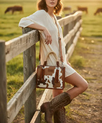 Wrangler Cow Print Rope Handle Tote Bag