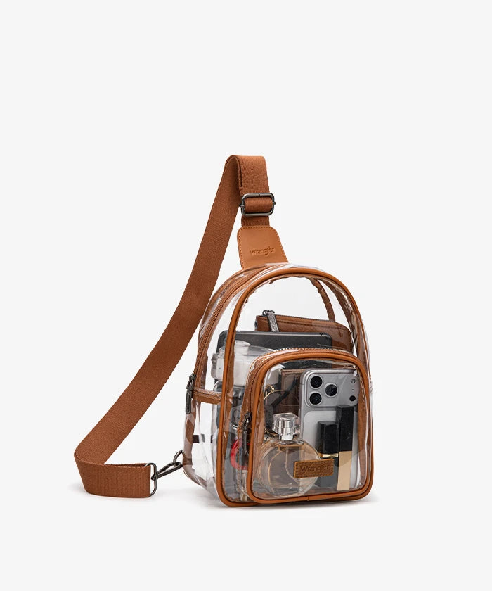 Wrangler Stadium Clear Sling Bag in Brown