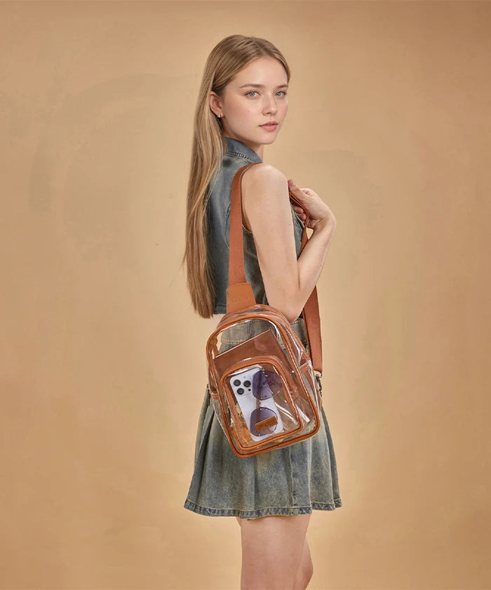Wrangler Stadium Clear Sling Bag in Brown