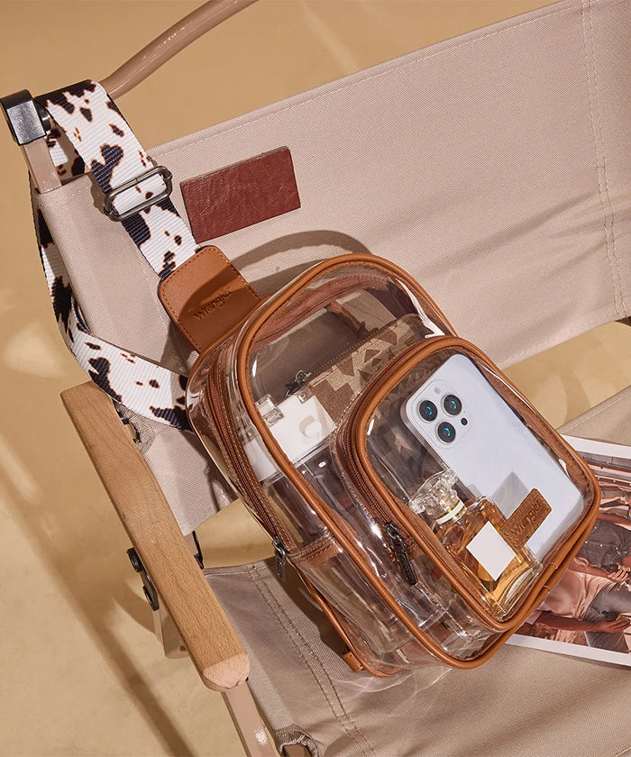 Wrangler Stadium Clear Sling Bag in Cow-Brown