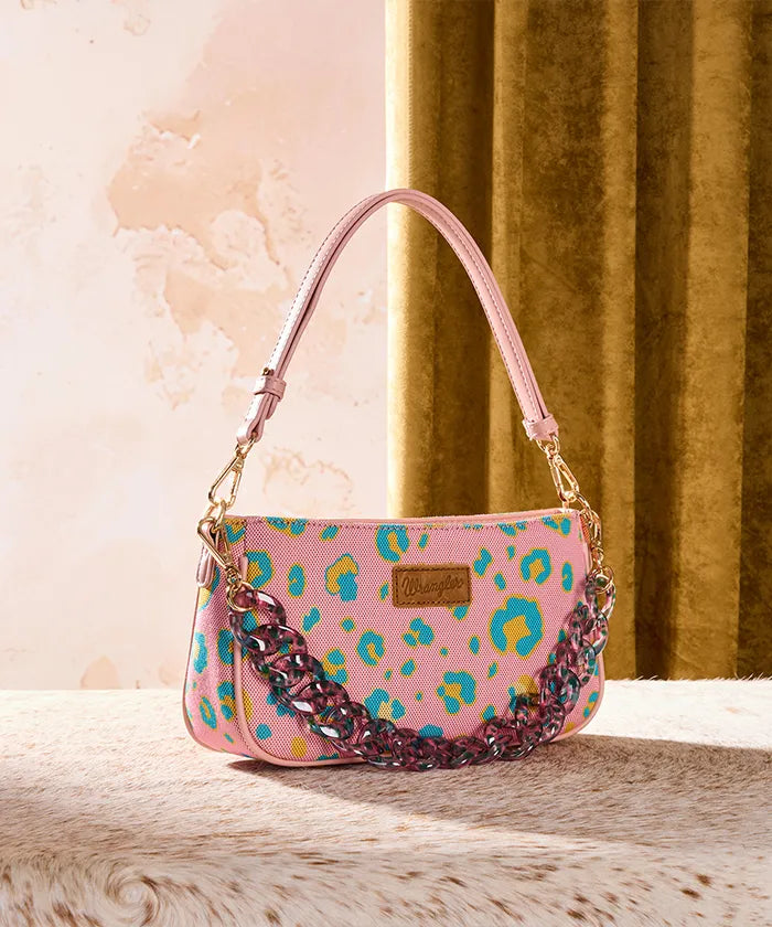 Wrangler Fierce Leopard Print Shoulder Bag in PK