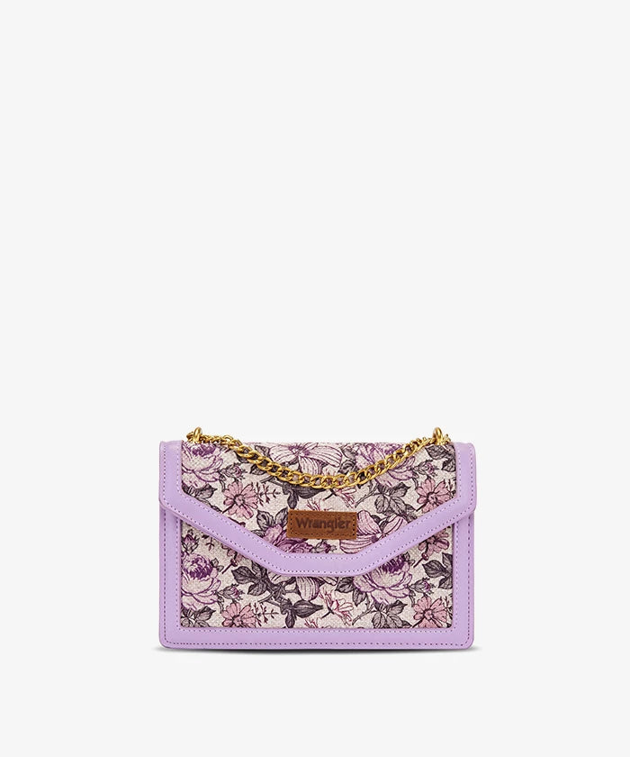 Wrangler Floral Print Chain Crossbody Bag in Light Purple