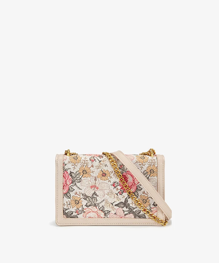 Wrangler Floral Print Chain Crossbody Bag in Tan