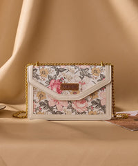 Wrangler Floral Print Chain Crossbody Bag in Tan