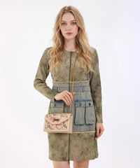 Wrangler Floral Print Chain Crossbody Bag in Tan