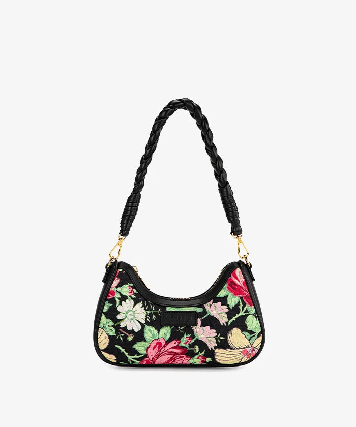 Wrangler Floral Print Braided Hobo Bag in Black
