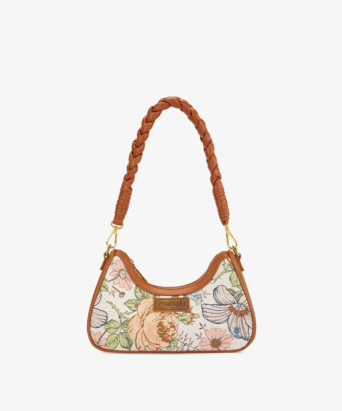 Wrangler Floral Print Braided Hobo Bag in Brown