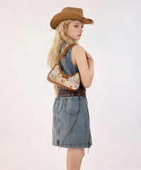 Wrangler Floral Print Braided Hobo Bag in Brown